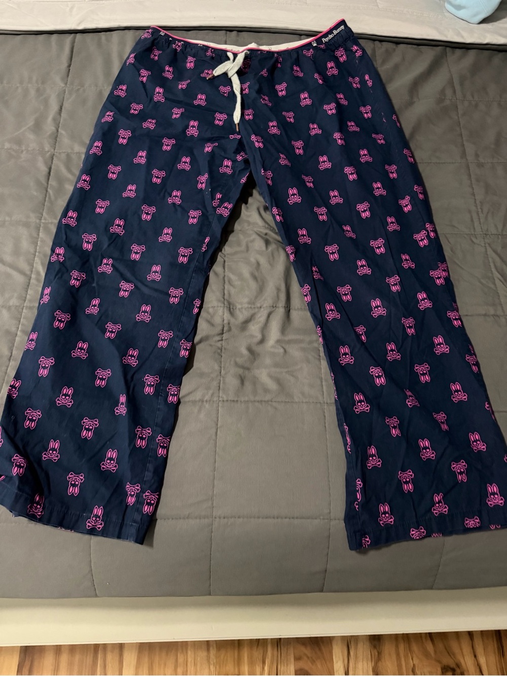 Men’s Navy Blue Pajama Bottoms with Pink psycho Bunny Print